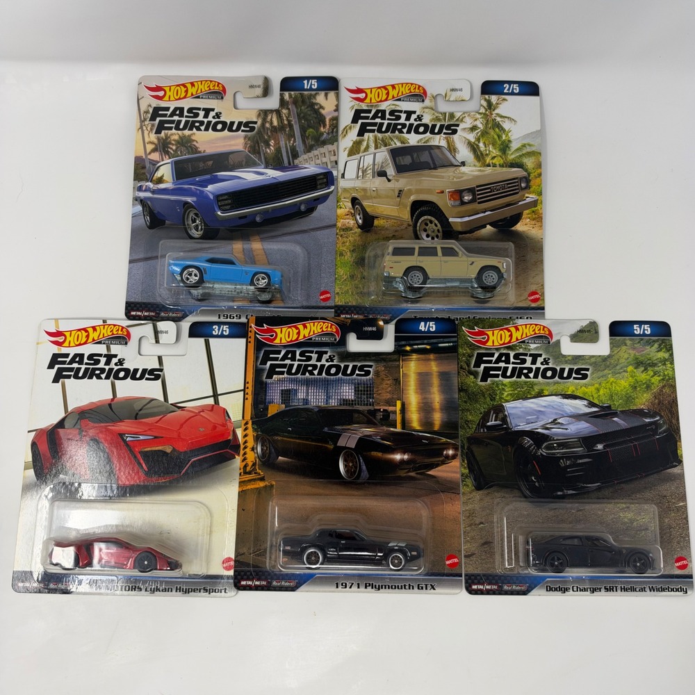 Hot Wheels Premium Fast & Furious 2023 Mix 2 Complete Set Real Riders Camaro GTX